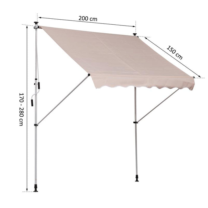 TENDA DA SOLE CON MANOVELLA E ANGOLO REGOLABILE 200 X 150 CM BEIGE