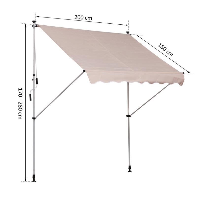 TENDA DA SOLE CON MANOVELLA E ANGOLO REGOLABILE 200 X 150 CM BEIGE