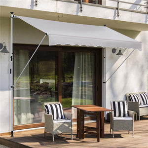 TENDA DA SOLE A BRACCI TELESCOPICA 400 X 120 CM COLORE KAKI E BIANCO