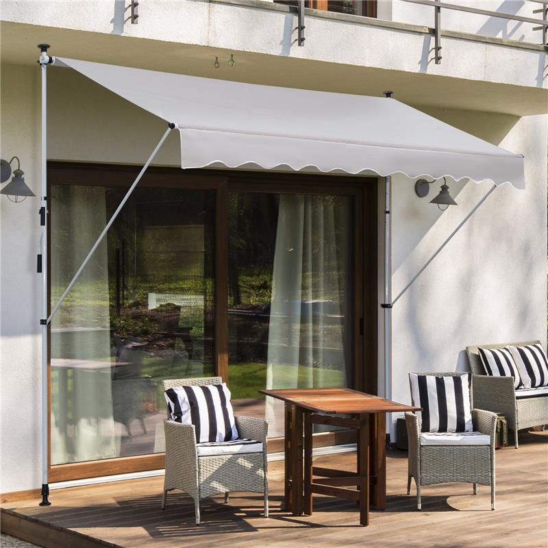 TENDA DA SOLE A BRACCI TELESCOPICA 400 X 120 CM COLORE KAKI E BIANCO