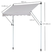 TENDA DA SOLE A BRACCI TELESCOPICA 400 X 120 CM COLORE KAKI E BIANCO