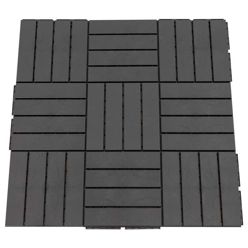 SET 9 MATTONELLE A INCASTRO PER TERRAZZO 30 X 30 X 2 CM NERO