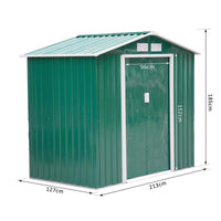 CASETTA DA GIARDINO PER UTENSILI  IN LAMIERA DI ACCIAIO 213 X 127 X185CM VERDE