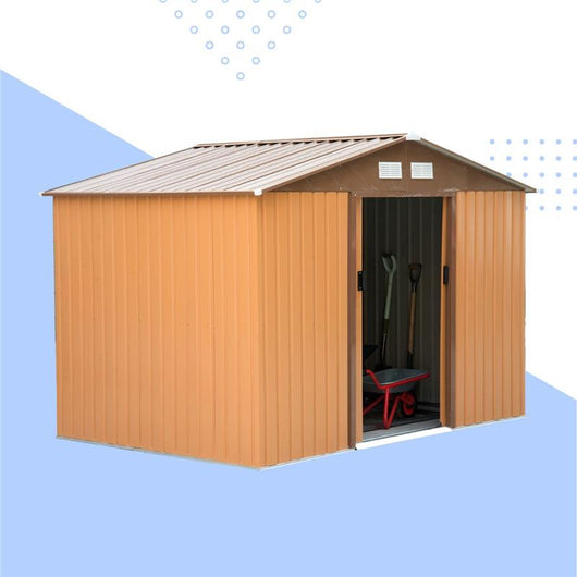 CASETTA PORTA ATTREZZI  DA GIARDINO IN LAMIERA GIALLA 277 X 191 X 192