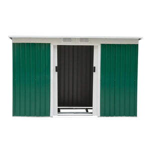 CASETTA PORTA ATTREZZI DA GIARDINO VERDE IN LAMIERA DI FERRO 277 X 130 X 173 CM