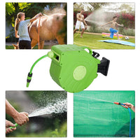 RULLO AVVOLGITUBO A PARETE PORTATILE CON RIAVVOLGIMENTO AUTOMATICO 15 M