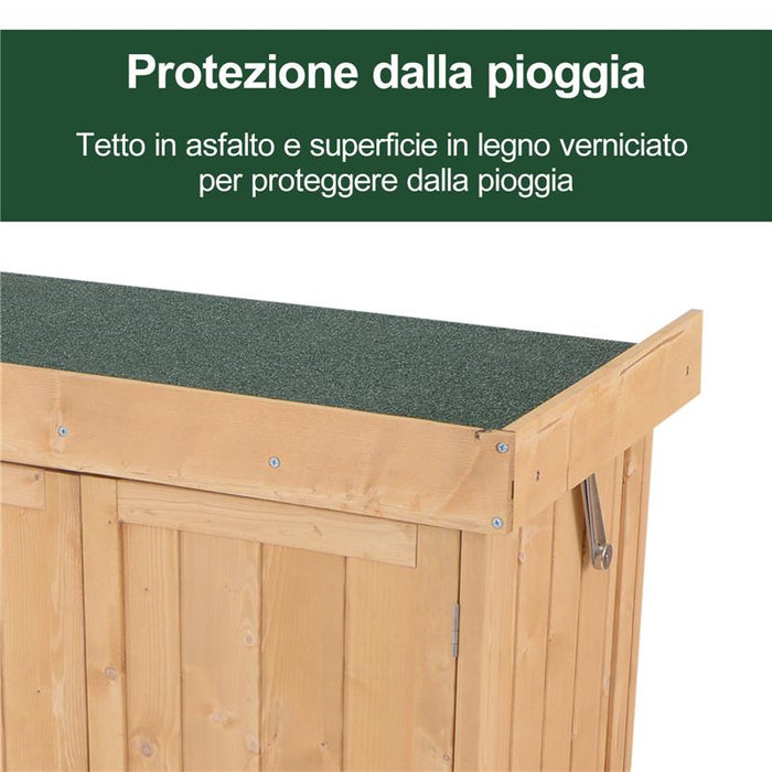 ARMADIO DA ESTERNO PORTA ATTREZZI 74 × 43 × 88 CM IN LEGNO NATURALE