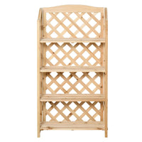 SCAFFALE PORTAPIANTE PIEGHEVOLE CON 4 MENSOLE REGOLABILI IN LEGNO