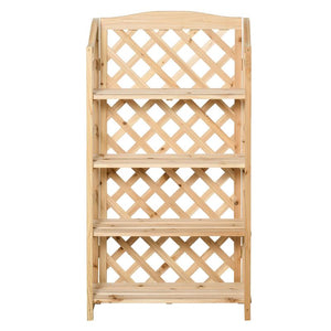 SCAFFALE PORTAPIANTE PIEGHEVOLE CON 4 MENSOLE REGOLABILI IN LEGNO