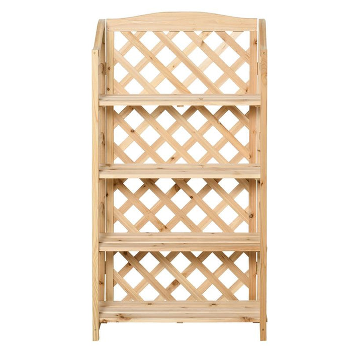 SCAFFALE PORTAPIANTE PIEGHEVOLE CON 4 MENSOLE REGOLABILI IN LEGNO