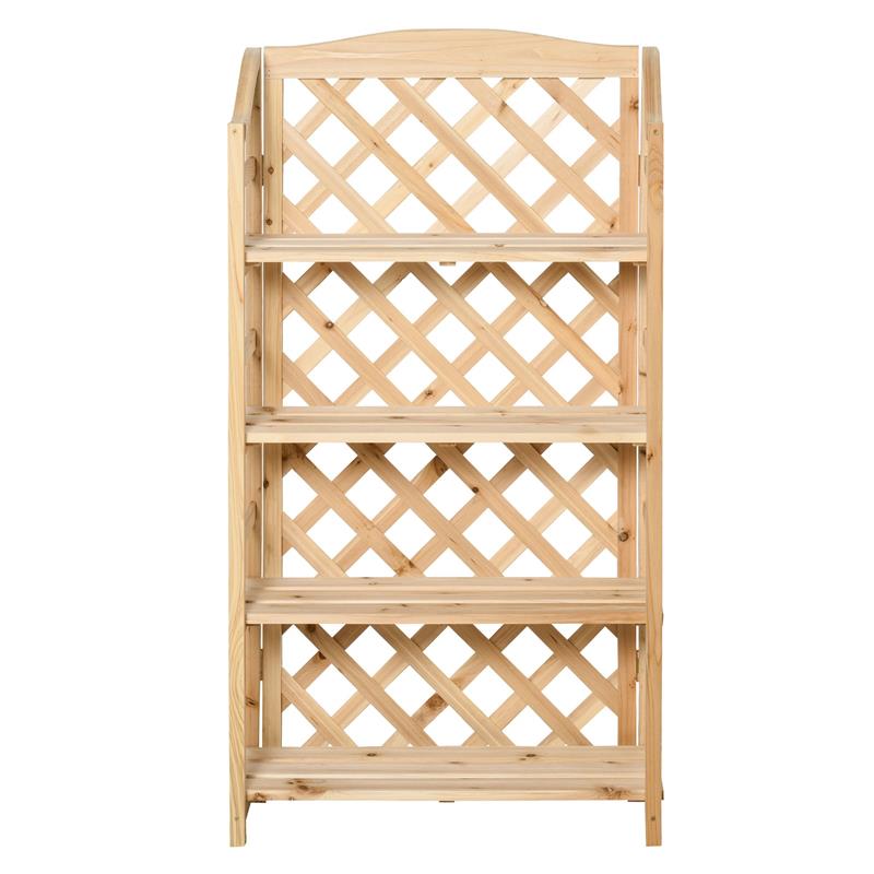 SCAFFALE PORTAPIANTE PIEGHEVOLE CON 4 MENSOLE REGOLABILI IN LEGNO