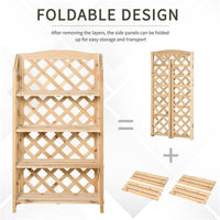 SCAFFALE PORTAPIANTE PIEGHEVOLE CON 4 MENSOLE REGOLABILI IN LEGNO