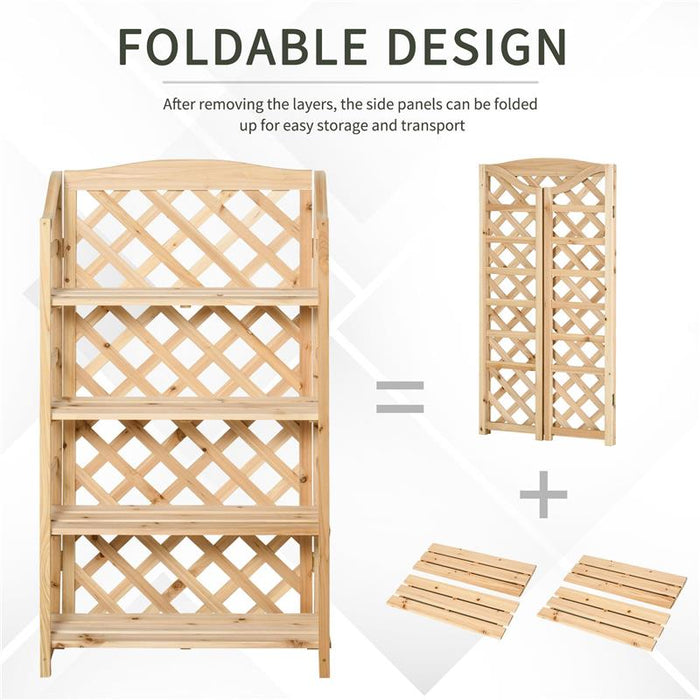 SCAFFALE PORTAPIANTE PIEGHEVOLE CON 4 MENSOLE REGOLABILI IN LEGNO