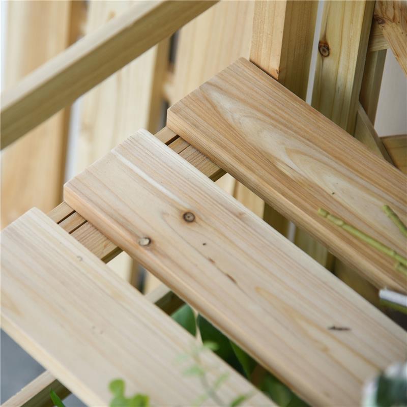 SCAFFALE PORTAPIANTE PIEGHEVOLE CON 4 MENSOLE REGOLABILI IN LEGNO