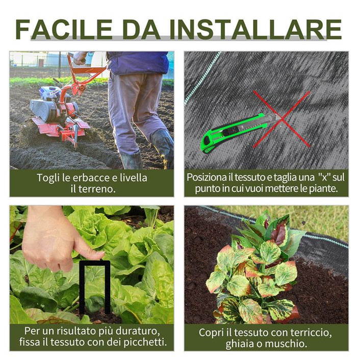 TELO PER PACCIAMATURA 50X2 MT QUADRETTATO IN COLORE NERO