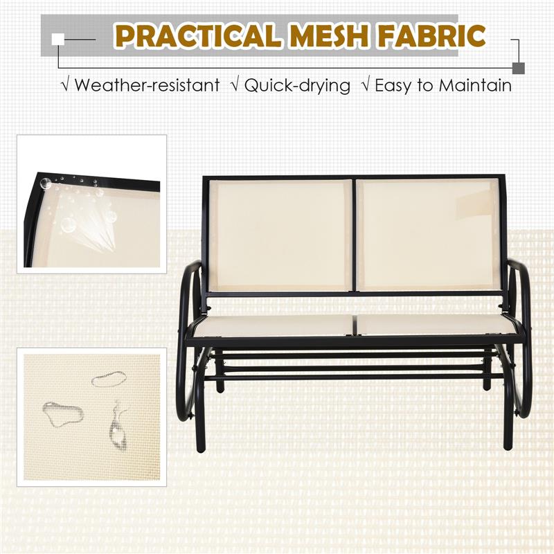 DONDOLO DA GIARDINO A 2 POSTI IN METALLO E TESSUTO TRASPIRANTE BEIGE