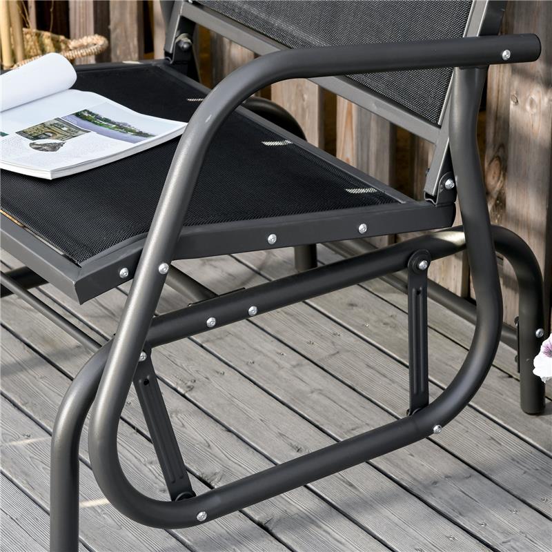 SEDIA A DONDOLO DA GIARDINO IN METALLO E SEDUTA IN TESSUTO TRASPIRANTE