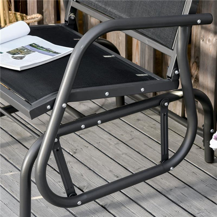 SEDIA A DONDOLO DA GIARDINO IN METALLO E SEDUTA IN TESSUTO TRASPIRANTE