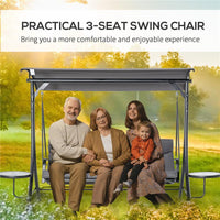 DONDOLO 3 POSTI DA GIARDINO O BALCONE CON TETTUCCIO E 2 TAVOLINI