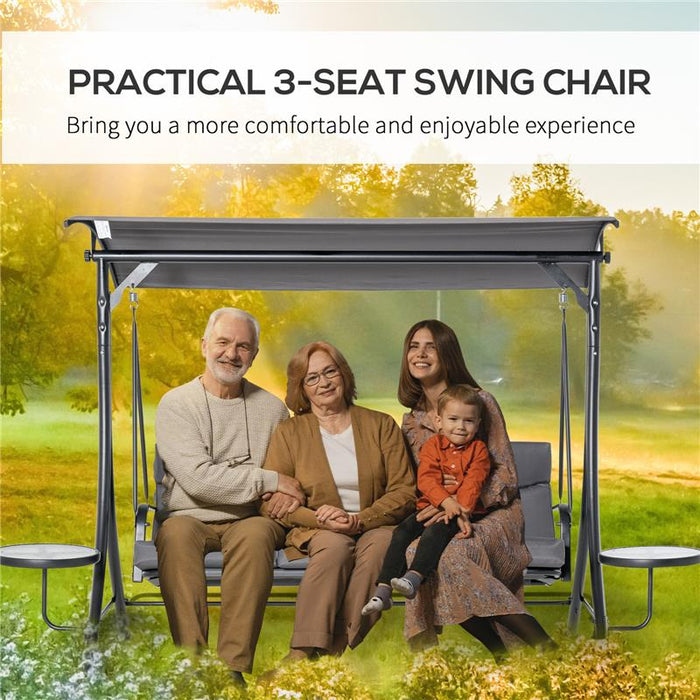 DONDOLO 3 POSTI DA GIARDINO O BALCONE CON TETTUCCIO E 2 TAVOLINI