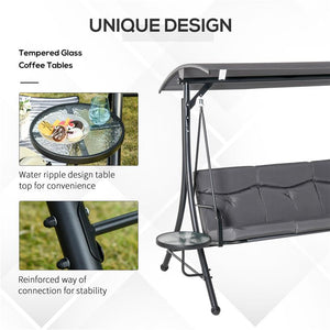 DONDOLO 3 POSTI DA GIARDINO O BALCONE CON TETTUCCIO E 2 TAVOLINI