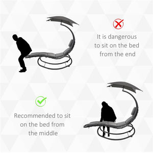 LETTINO A DONDOLO DA GIARDINO 185 X 100 X 190 CM COLORE GRIGIO