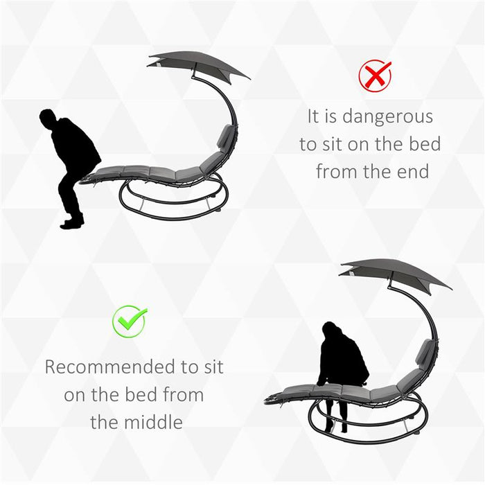 LETTINO A DONDOLO DA GIARDINO 185 X 100 X 190 CM COLORE GRIGIO