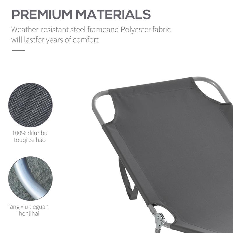 SDRAIO DA GIARDINO PIEGHEVOLE IN METALLO E TESSUTO 180 X 55 X 24 CM GRIGIO