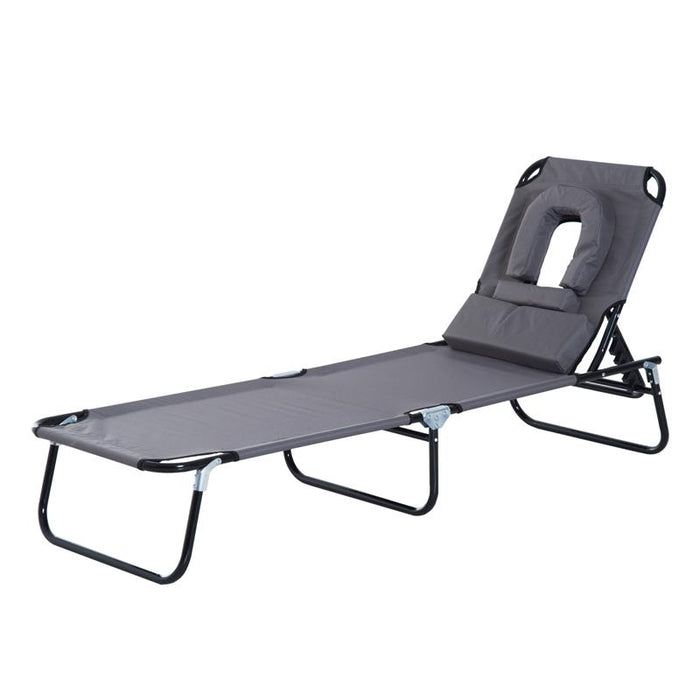 LETTINO PRENDISOLE RELAX PIEGHEVOLE CON CUSCINO 190X56 X 28 CM GRIGIO