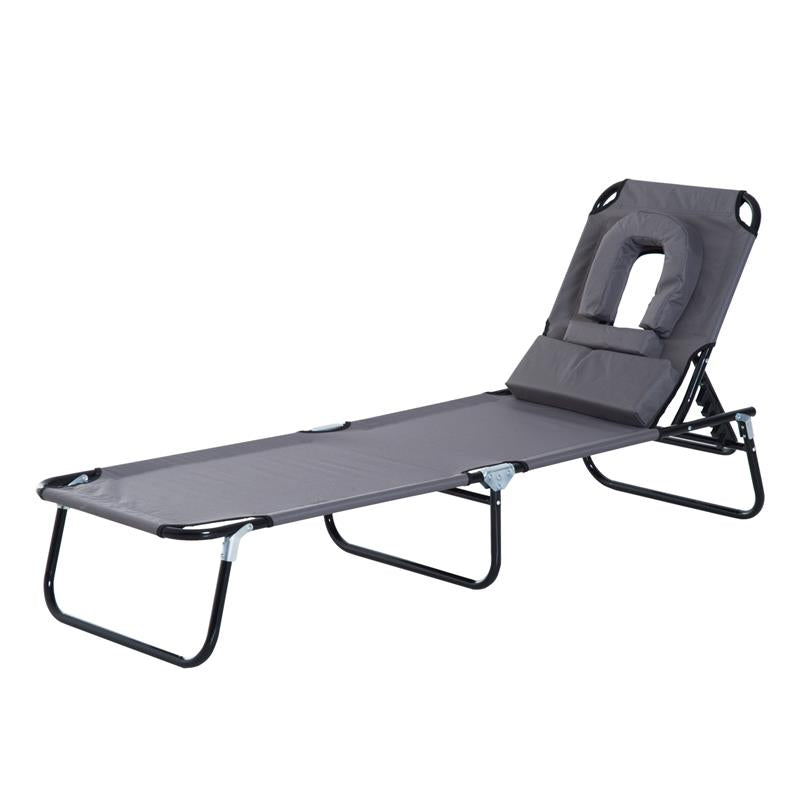 LETTINO PRENDISOLE RELAX PIEGHEVOLE CON CUSCINO 190X56 X 28 CM GRIGIO