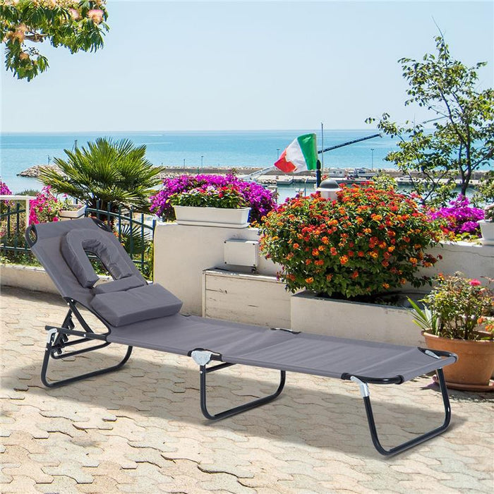 LETTINO PRENDISOLE RELAX PIEGHEVOLE CON CUSCINO 190X56 X 28 CM GRIGIO