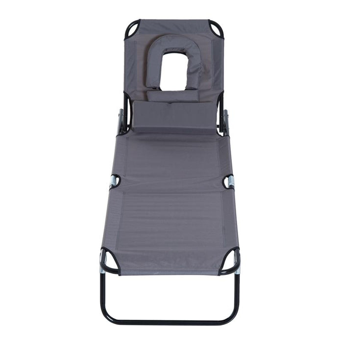 LETTINO PRENDISOLE RELAX PIEGHEVOLE CON CUSCINO 190X56 X 28 CM GRIGIO