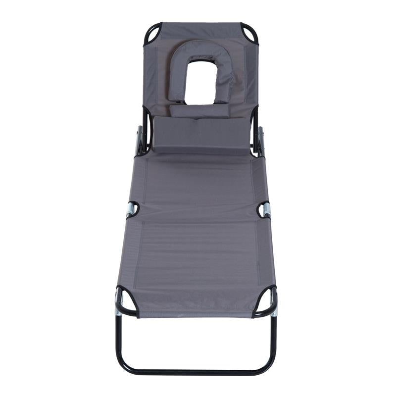 LETTINO PRENDISOLE RELAX PIEGHEVOLE CON CUSCINO 190X56 X 28 CM GRIGIO