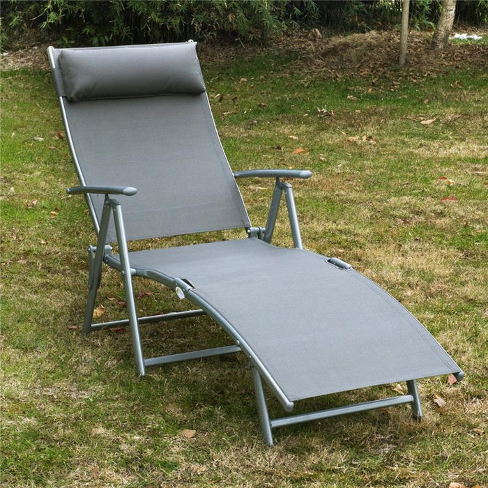 SDRAIO PRENDISOLE RELAX RECLINABILE PIEGHEVOLE CON CUSCINO GIARDINO GRIGIO