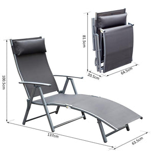 SDRAIO PRENDISOLE RELAX RECLINABILE PIEGHEVOLE CON CUSCINO GIARDINO GRIGIO