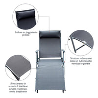 SDRAIO PRENDISOLE RELAX RECLINABILE PIEGHEVOLE CON CUSCINO GIARDINO GRIGIO