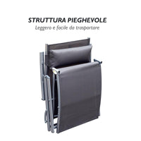 SDRAIO PRENDISOLE RELAX RECLINABILE PIEGHEVOLE CON CUSCINO GIARDINO GRIGIO