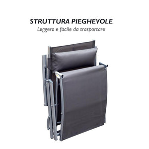 SDRAIO PRENDISOLE RELAX RECLINABILE PIEGHEVOLE CON CUSCINO GIARDINO GRIGIO