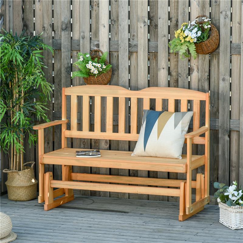 PANCHINA DA GIARDINO A DONDOLO 2 POSTI CON BRACCIOLI IN LEGNO DI ABETE