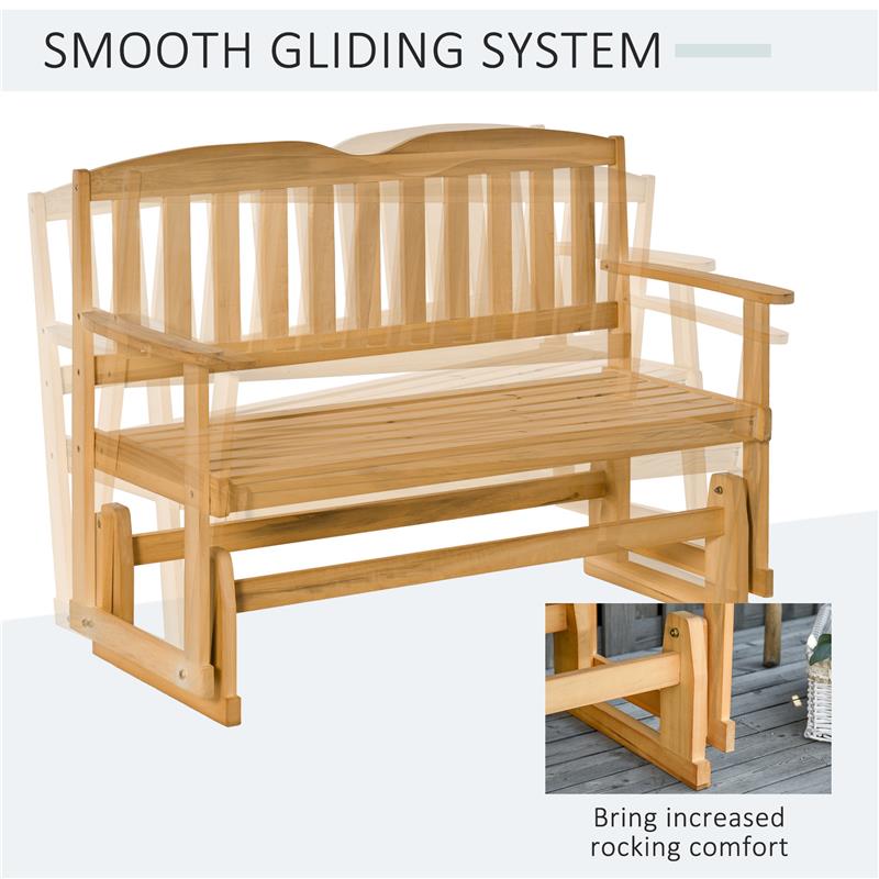 PANCHINA DA GIARDINO A DONDOLO 2 POSTI CON BRACCIOLI IN LEGNO DI ABETE