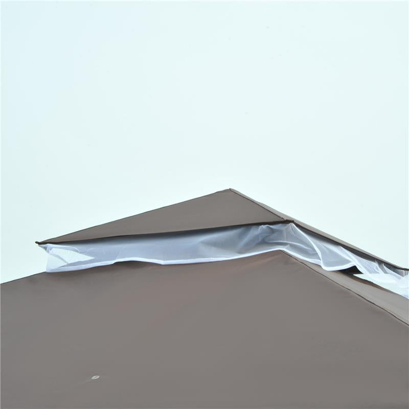 GAZEBO CON ZANZARIERA TETTO A 2 LIVELLI  STRUTTURA IN METALLO 3 X 3 M MARRONE