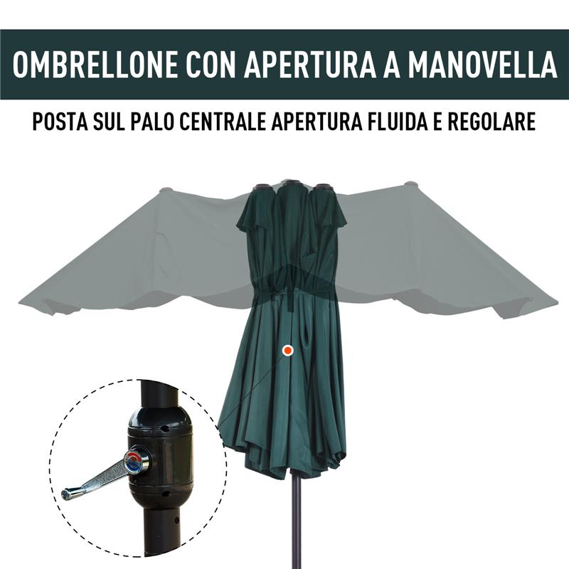 OMBRELLONE DOPPIO TETTUCCIO DA ESTERNO 460 X 270 X 240 VERDE