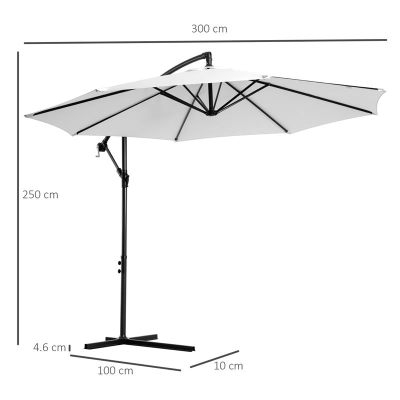 OMBRELLONE DA GIARDINO A BRACCIO CON MANOVELLA 3 X 2.5 M BIANCO