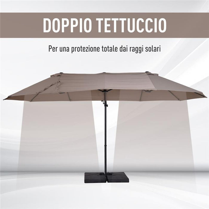 OMBRELLONE DOPPIO IN ACCIAIO E POLIESTERE 270 X 460 X 2 MARRONE