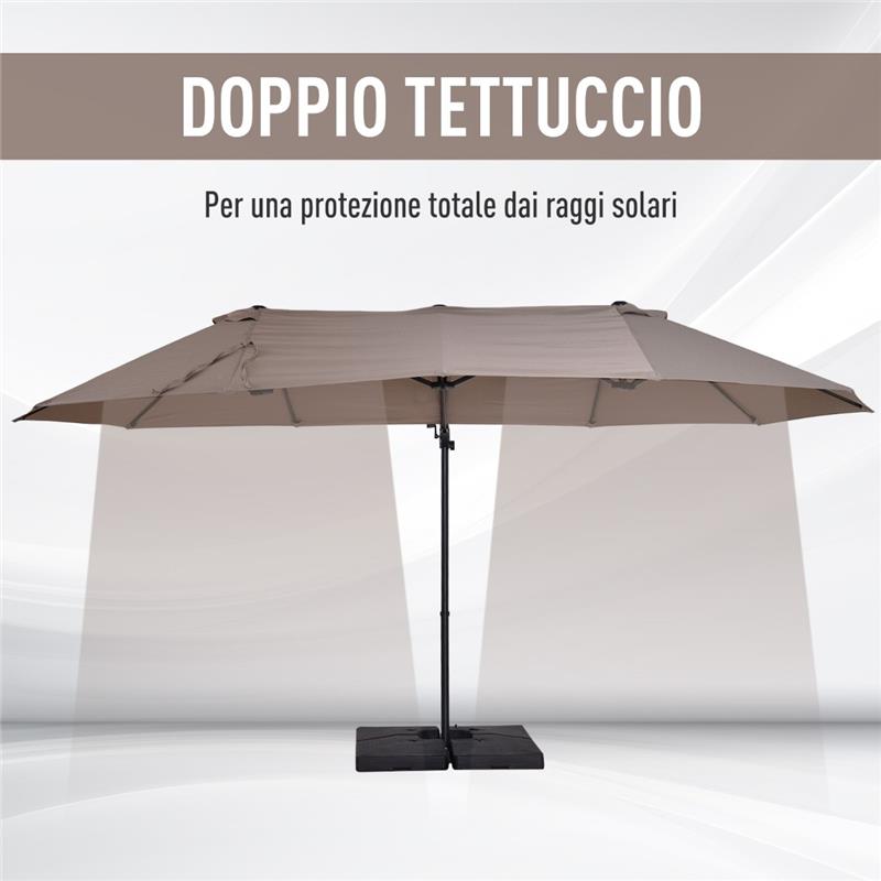 OMBRELLONE DOPPIO IN ACCIAIO E POLIESTERE 270 X 460 X 2 MARRONE