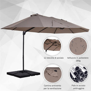 OMBRELLONE DOPPIO IN ACCIAIO E POLIESTERE 270 X 460 X 2 MARRONE