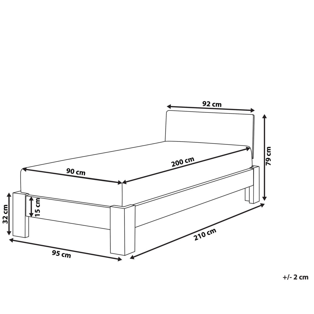 Letto in legno di pino bianco Dimensioni singole 90 x 200 Testiera a doghe minimalista
