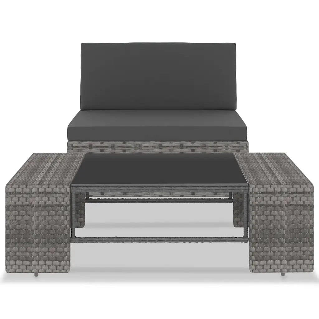 Salotto da Giardino-Set Divani da Giardino2 pz in Polyrattan Grigio