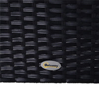 MOBILI DA GIARDINO SET 5 PEZZI CON TAVOLINO IN RATTAN NERO CON CUSCINI BIANCHI