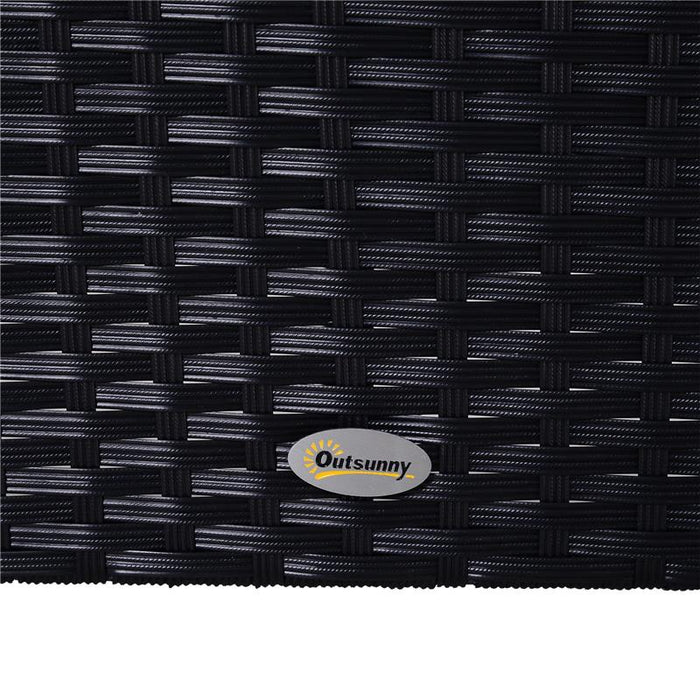 MOBILI DA GIARDINO SET 5 PEZZI CON TAVOLINO IN RATTAN NERO CON CUSCINI BIANCHI